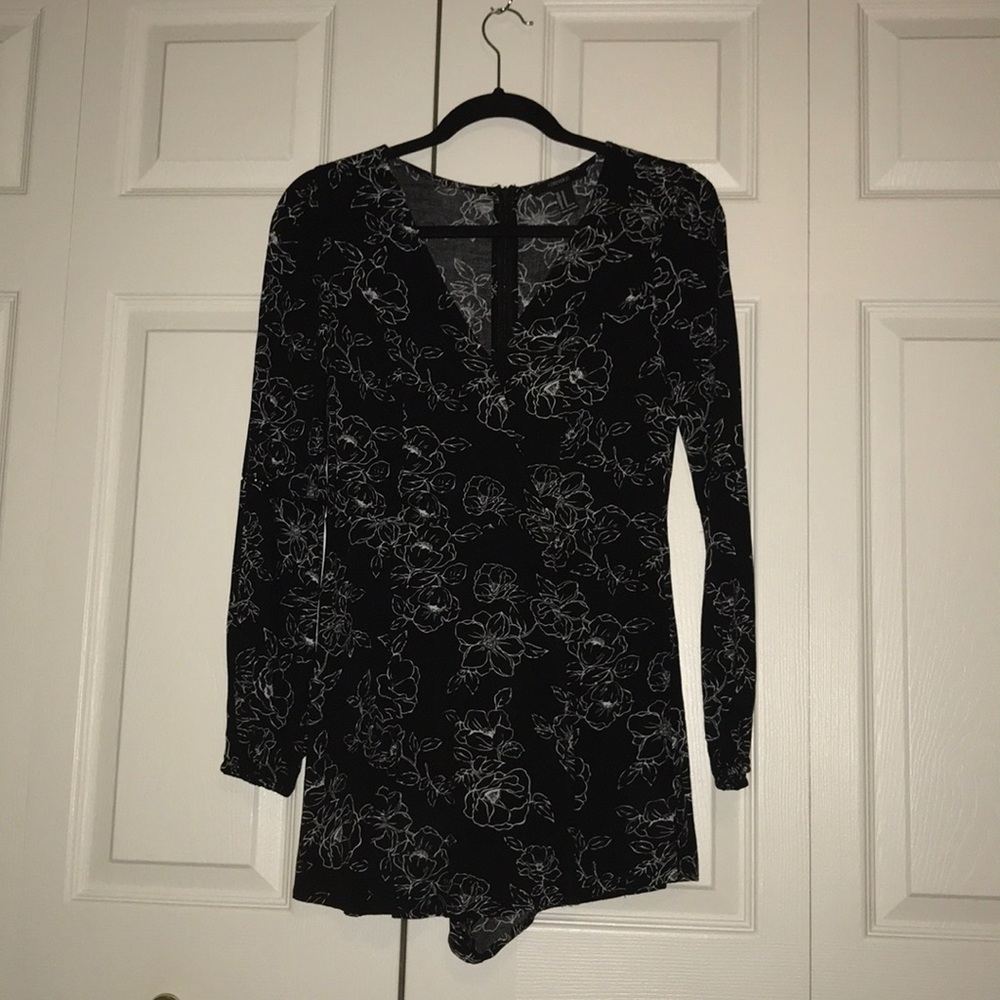 Black floral romper